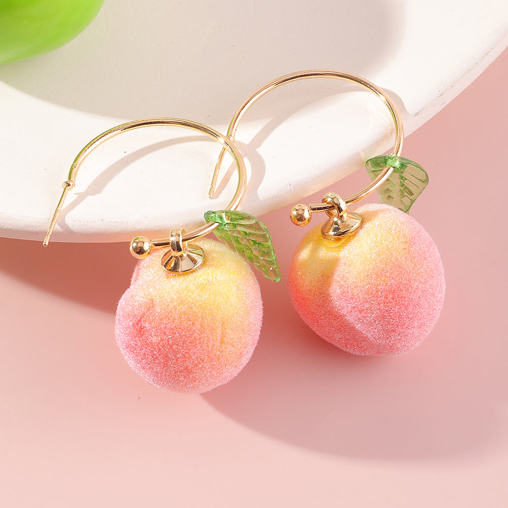 Peach Earrings Long Earrings Girls Big Earrings Ear Clips