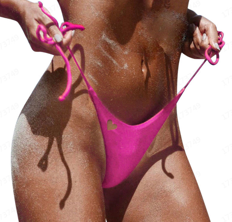 Women's Strap Hollowed Heart Shape Swim Briefs