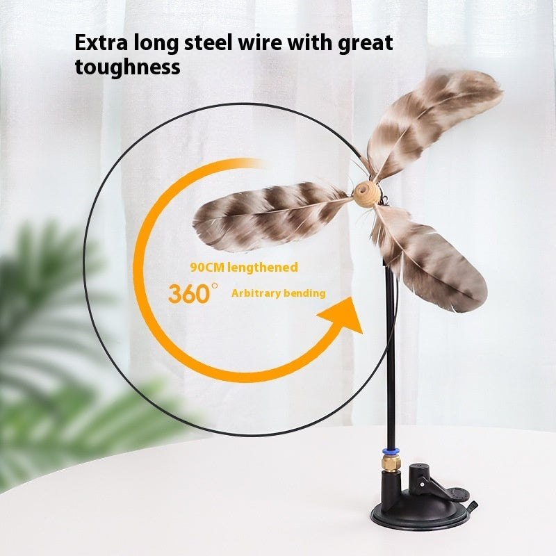 Strongly Fixed Handheld Lengthened Steel Screw Rod With Bell Sucker Cat Teaser