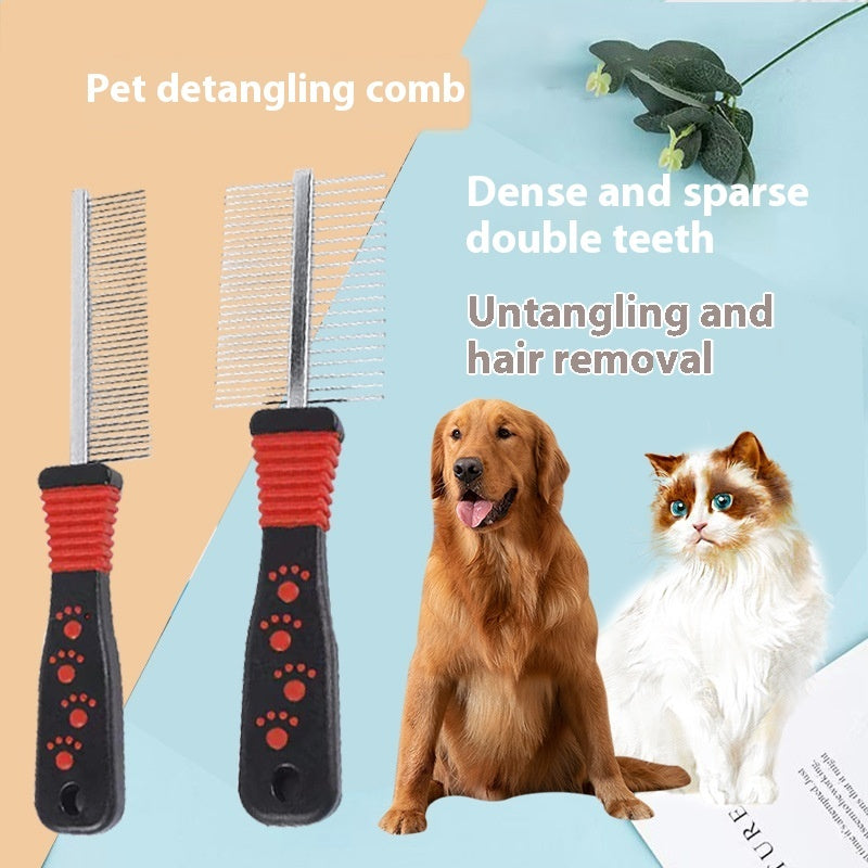 Pet Open Knot Double Row Density Comb Cleaning Beauty Massage