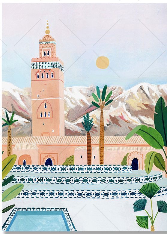 Marrakech Landscape Art Canvas Painting Housewarming Gift Wall Pictures Home Decor