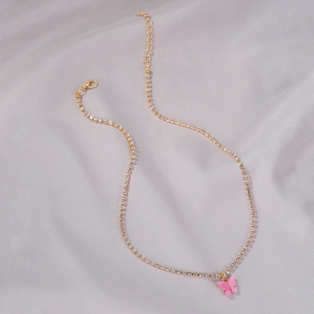 Small Fresh Color Butterfly Necklace