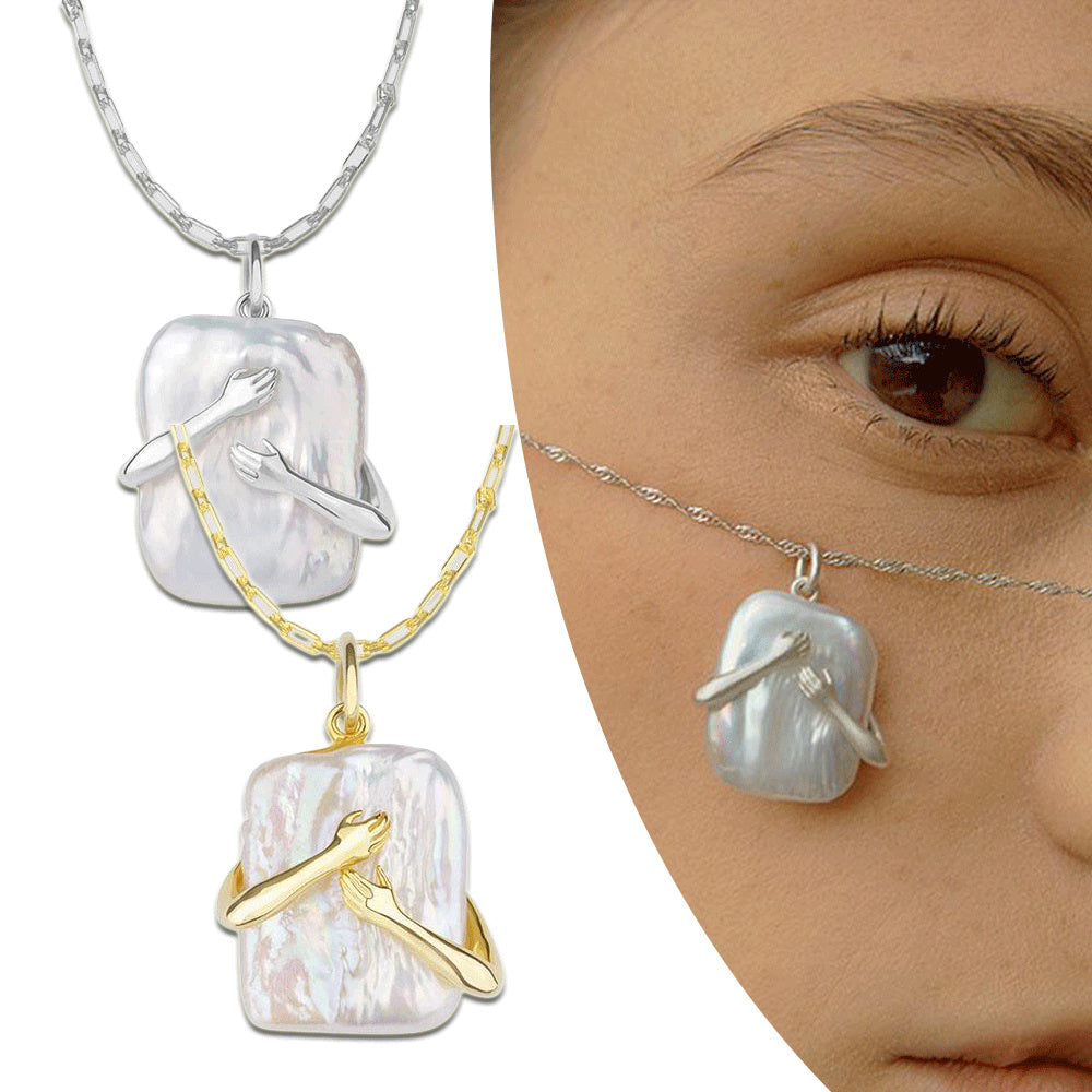 Unique Square Baroque Pearl Couple Pendant