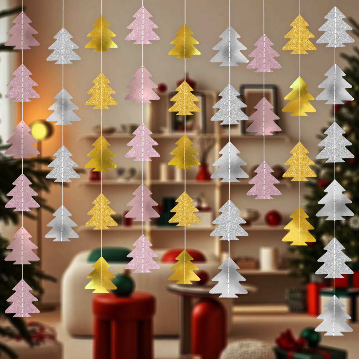 Christmas Single-layer Christmas Tree Hanging Flag Latte Art Decorations
