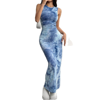 Women's Sexy Sleeveless Printed Mid-length Slim Dress