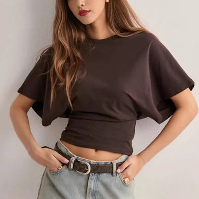 Batwing Sleeve T-shirt Ins Fashion Round Neck Pullover Short-sleeved