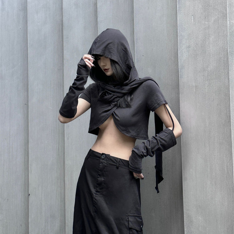 Hoodie Two-piece Set Tops For Women Cross Long Sleeves