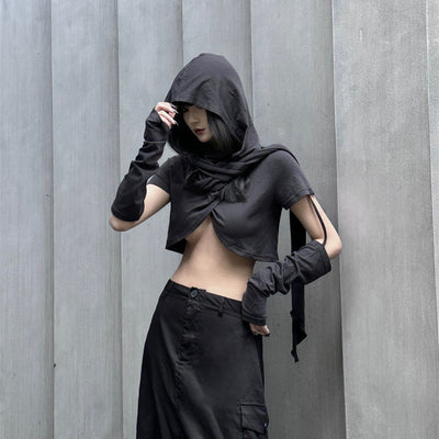 Hoodie Two-piece Set Tops For Women Cross Long Sleeves