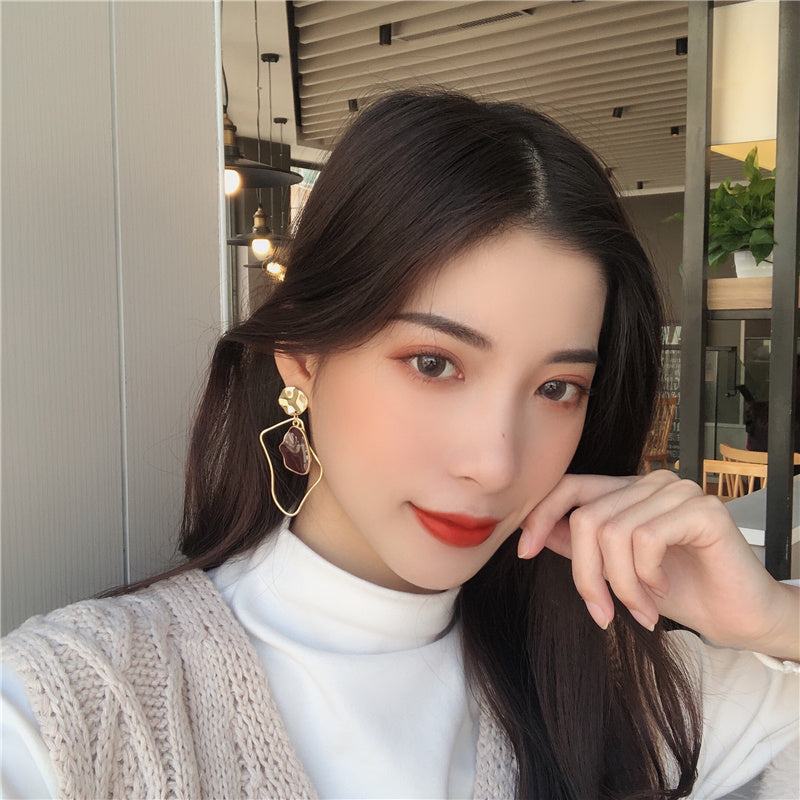 Retro earrings geometric irregular drip earrings