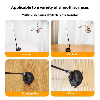 Strongly Fixed Handheld Lengthened Steel Screw Rod With Bell Sucker Cat Teaser