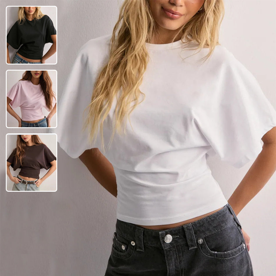 Batwing Sleeve T-shirt Ins Fashion Round Neck Pullover Short-sleeved