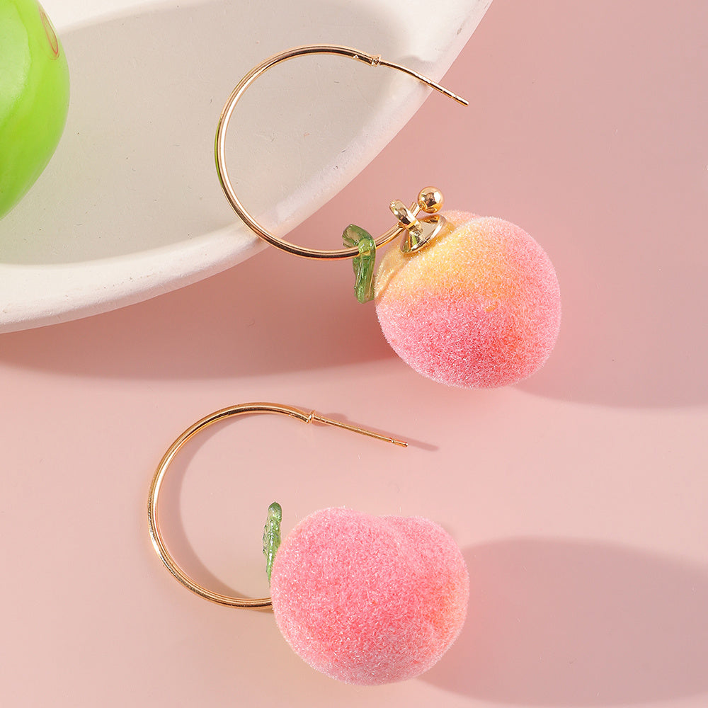 Peach Earrings Long Earrings Girls Big Earrings Ear Clips