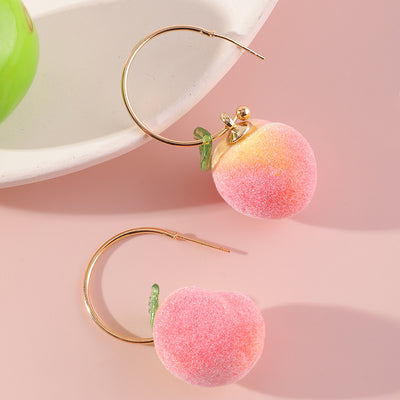 Peach Earrings Long Earrings Girls Big Earrings Ear Clips