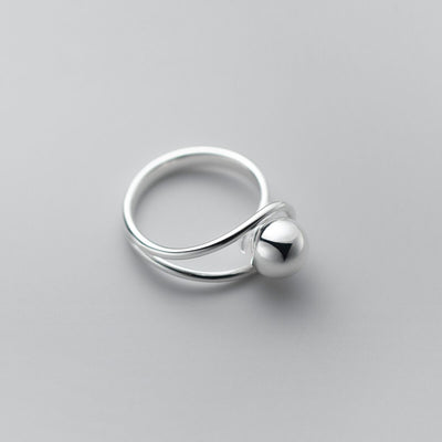 Simple Double Line Ball Ring Women