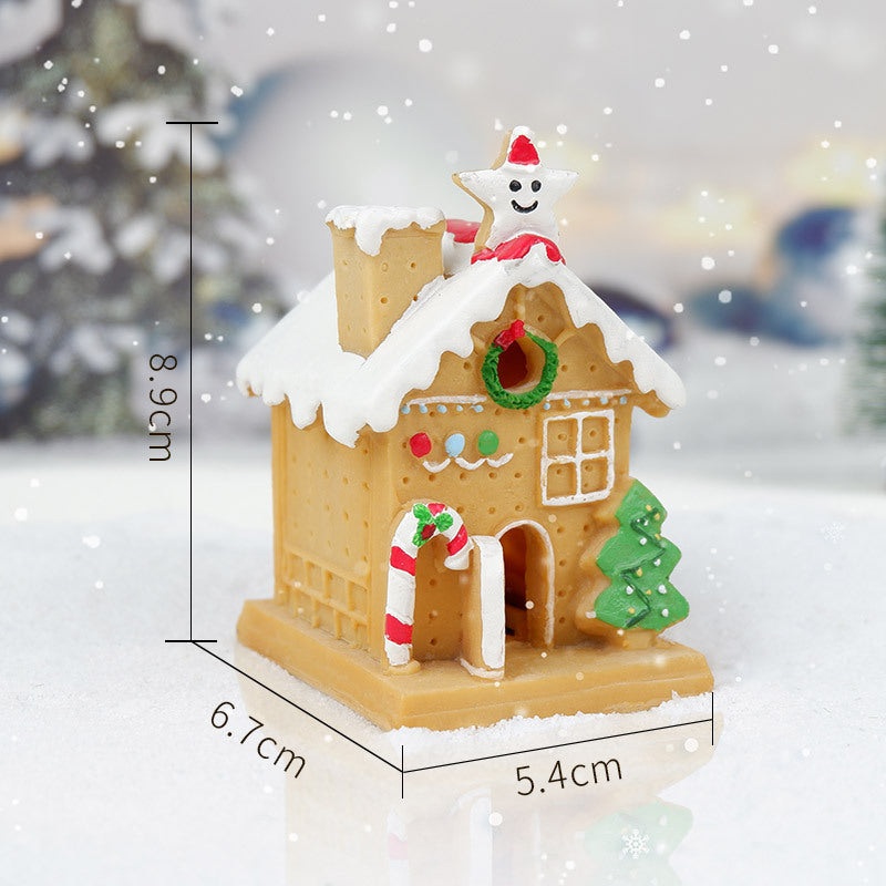 Desktop Christmas House Luminous Resin Decorations