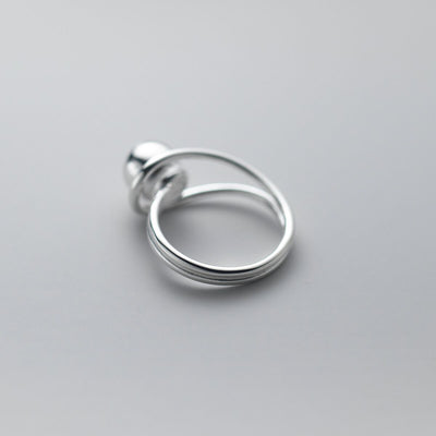 Simple Double Line Ball Ring Women