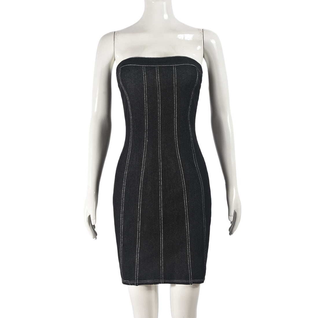 Backless Tube Denim Dress Summer Sexy Y2K Slim Short