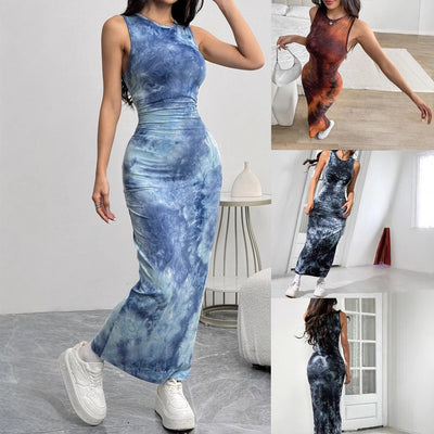 Women's Sexy Sleeveless Printed Mid-length Slim Dress