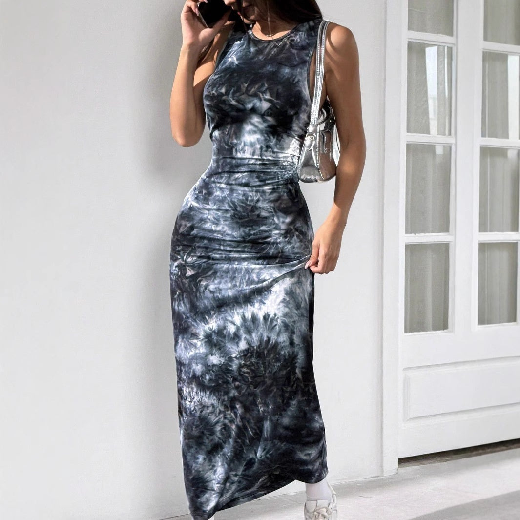 Women's Sexy Sleeveless Printed Mid-length Slim Dress