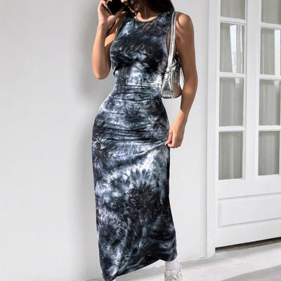Women's Sexy Sleeveless Printed Mid-length Slim Dress