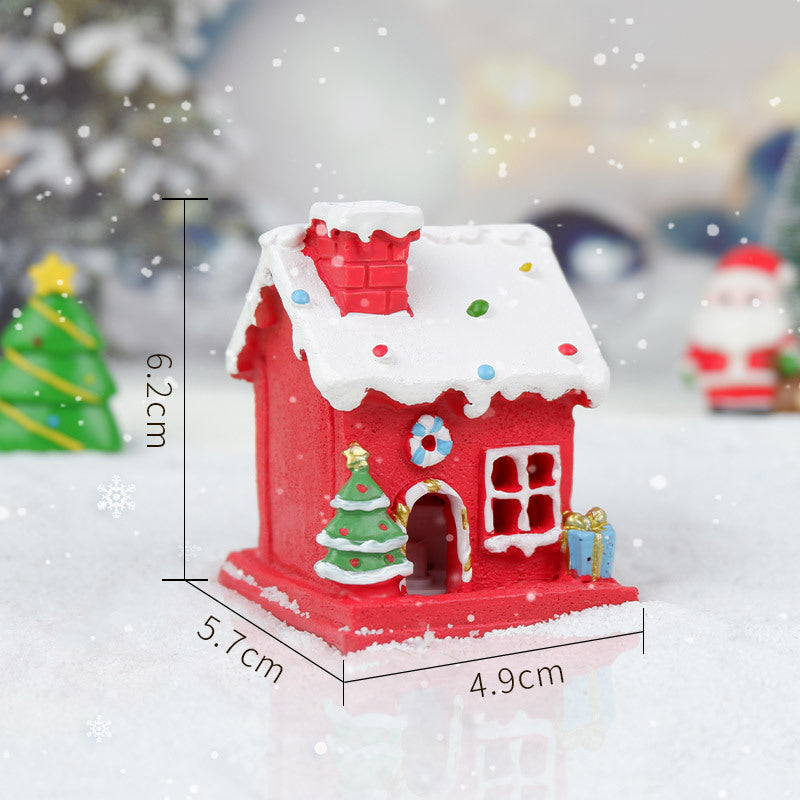 Desktop Christmas House Luminous Resin Decorations