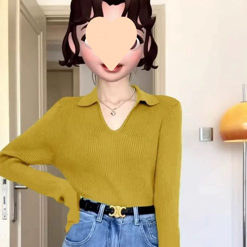 Lapel Sweater Inner Bottoming