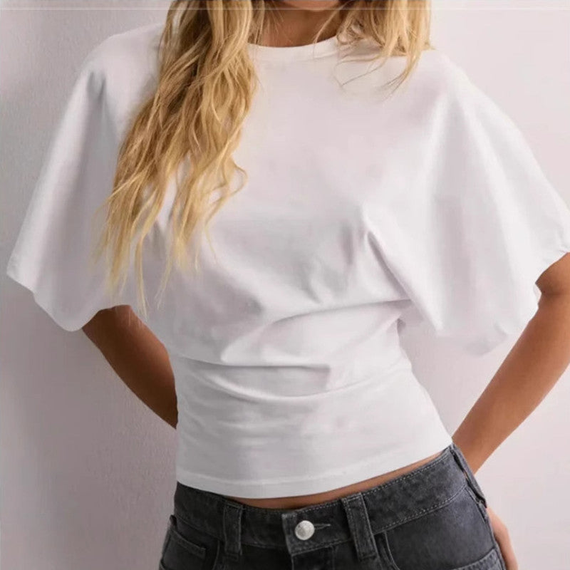 Batwing Sleeve T-shirt Ins Fashion Round Neck Pullover Short-sleeved