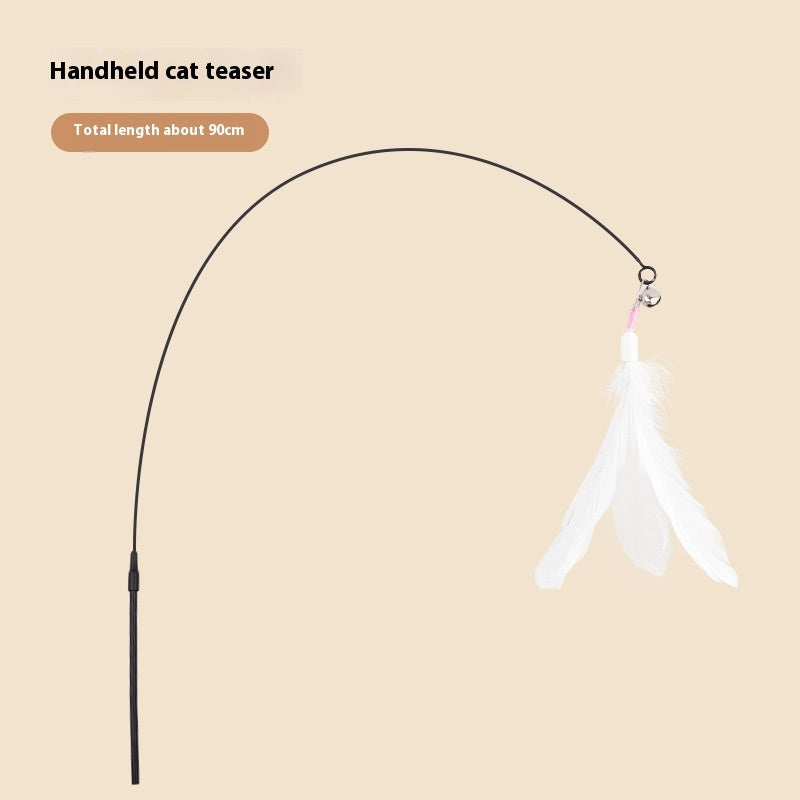 Strongly Fixed Handheld Lengthened Steel Screw Rod With Bell Sucker Cat Teaser