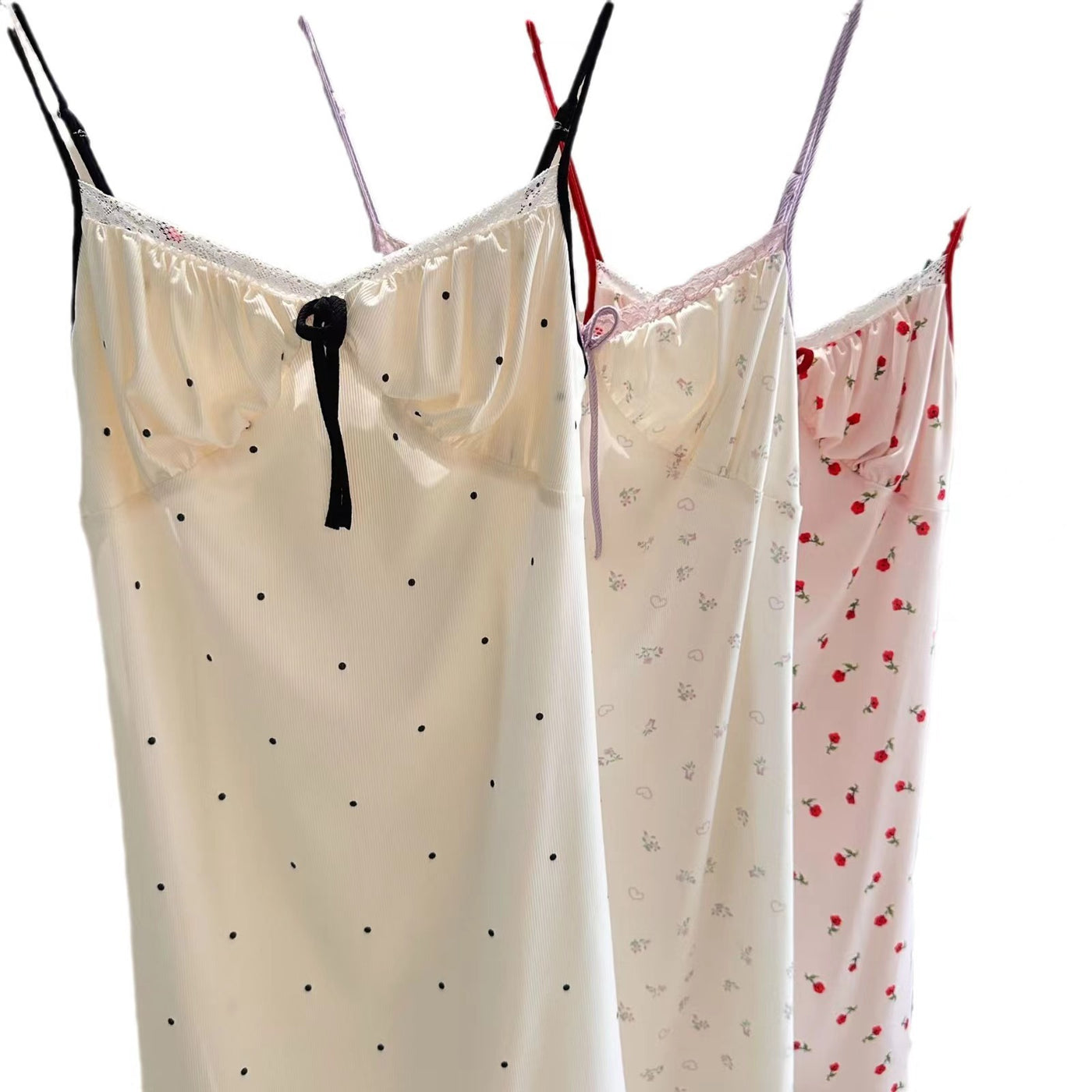 Flower Love Sea Pure Desire Floral Cherry Spaghetti-strap Floral Print Pajamas