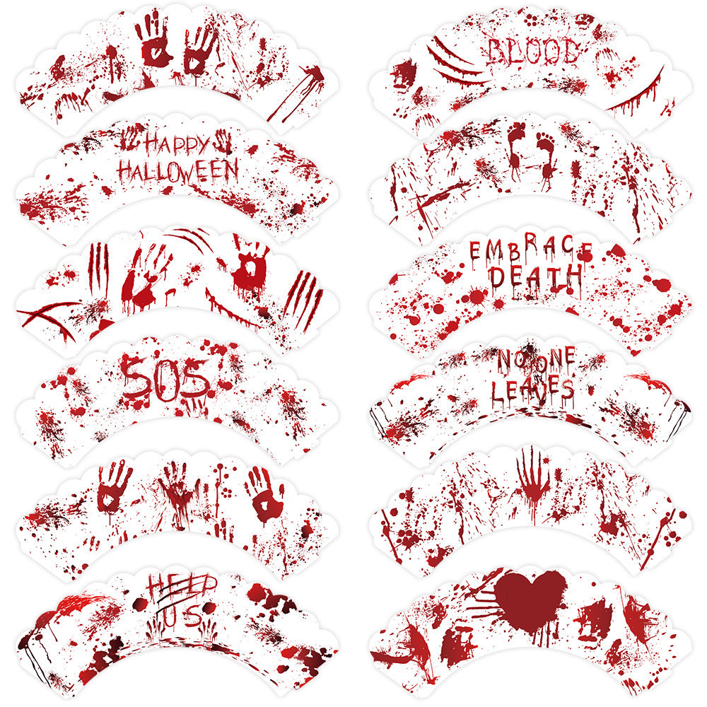 Halloween Theme Horror Bloodhanded Cupcake Surrounding Border