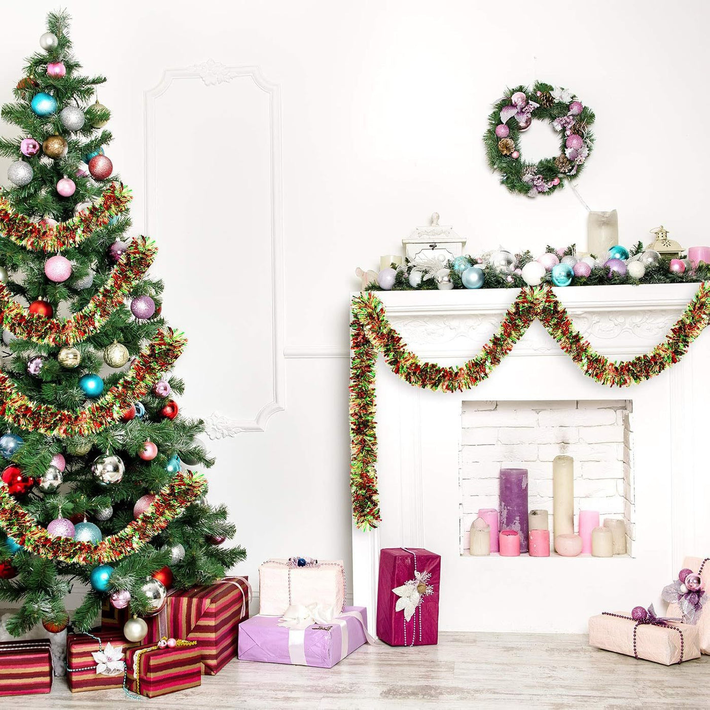 Christmas Golden Red Green Bubble Silk Wool Tops Latte Art