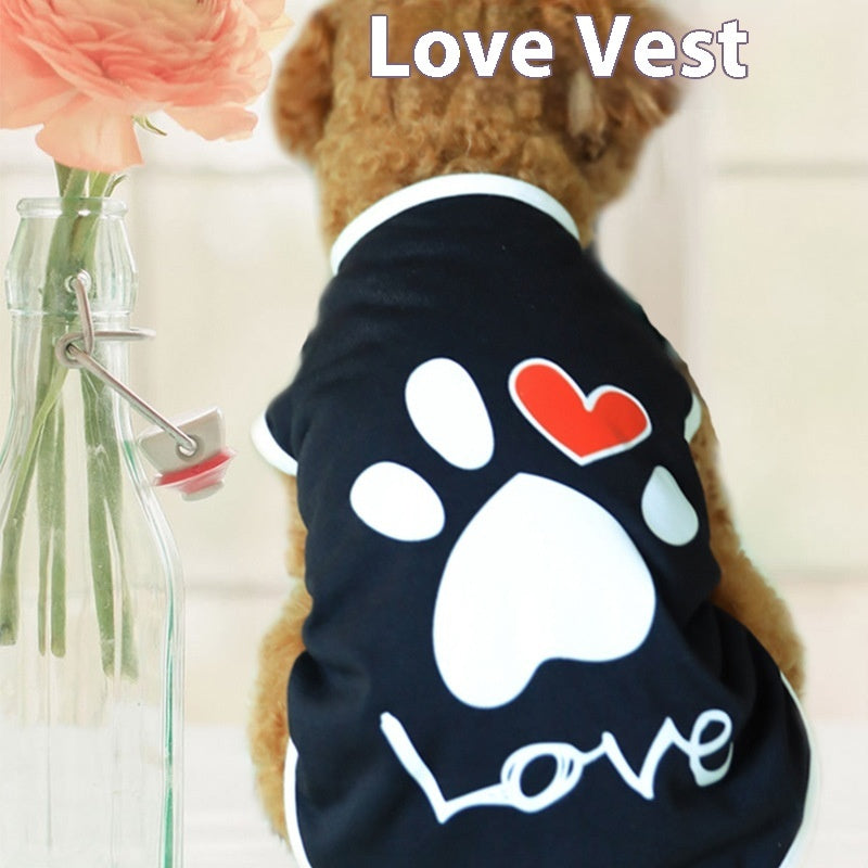 Pet Dog Printed Love Short Sleeve Top