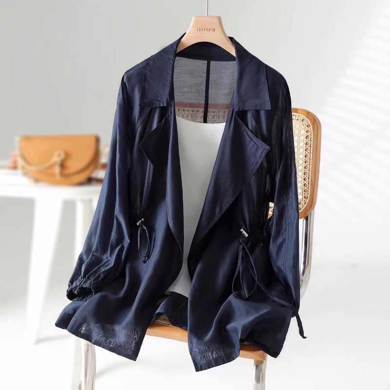 Summer Design Sense Sun-protective Clothing Long Sleeve Trench Coat Shirt Coat Women