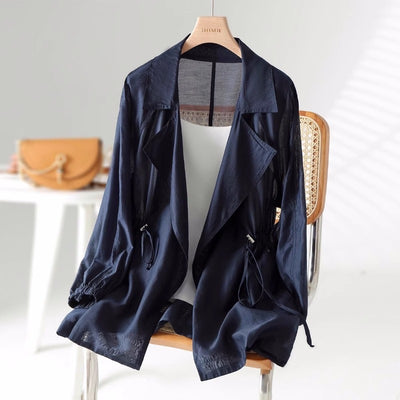 Summer Design Sense Sun-protective Clothing Long Sleeve Trench Coat Shirt Coat Women