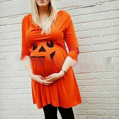 Halloween Orange Fashion Best-seller Maternity Dress