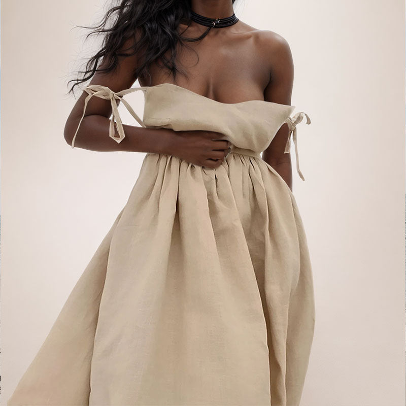 V-neck Suspender Split Dress Fashion Backless High Waist Long Dress