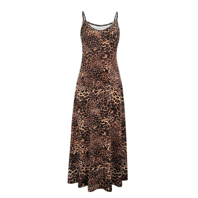 Casual Fashion Loose Sleeveless Round Neck Leopard Print Dress