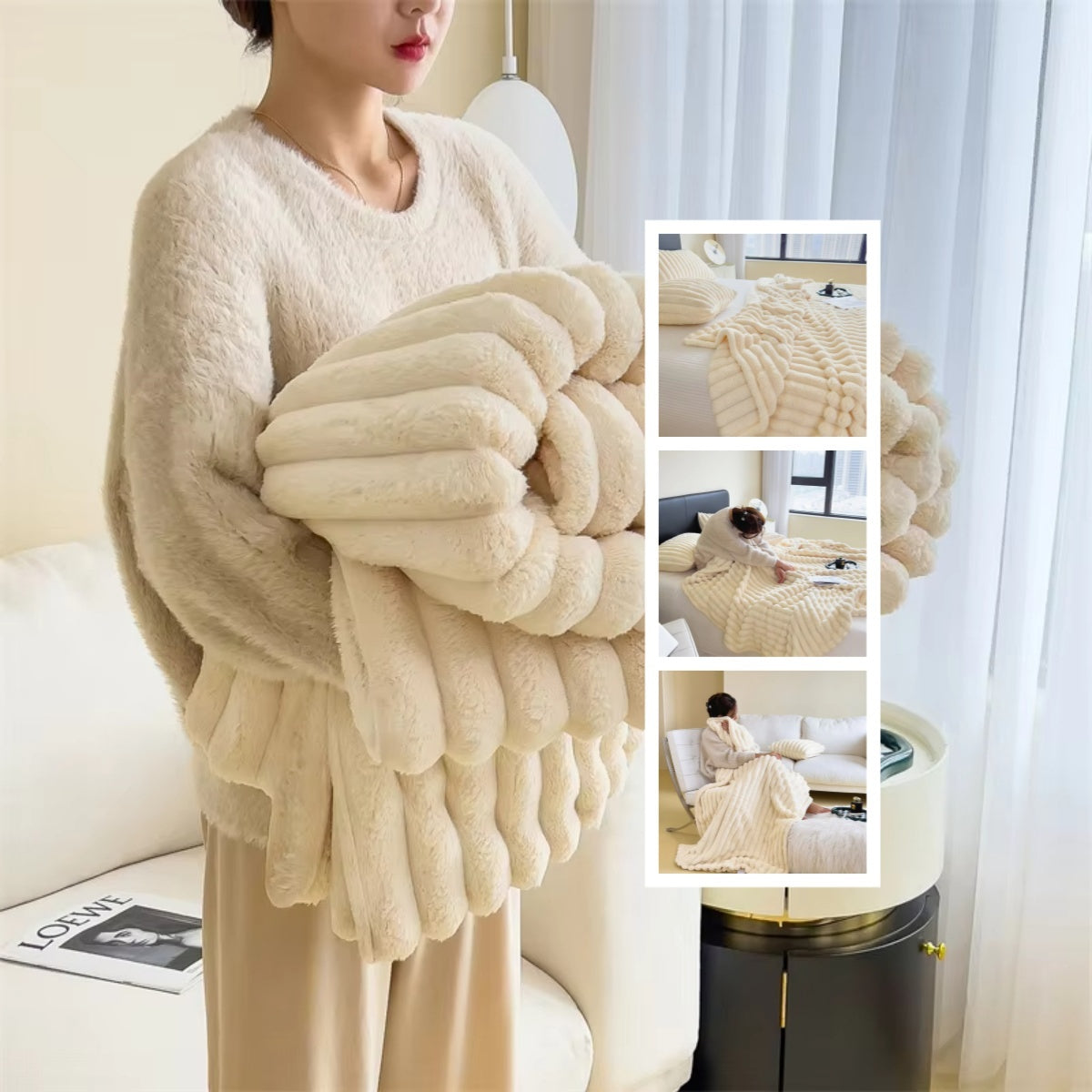 Soft Wind Bubble Velvet Warm Double-sided Thickening Cover Throw Warm Fur Blanket