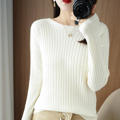 Women's Off-neck Knitted Bottoming Shirt Autumn And Winter New