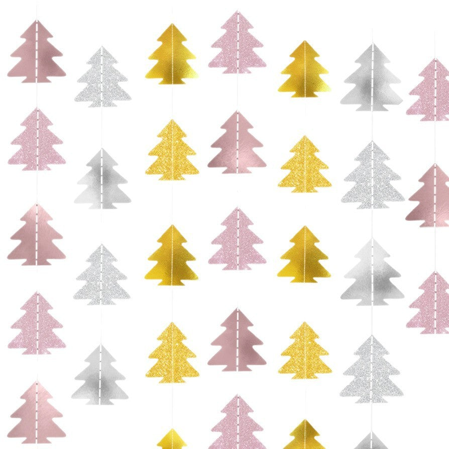 Christmas Single-layer Christmas Tree Hanging Flag Latte Art Decorations