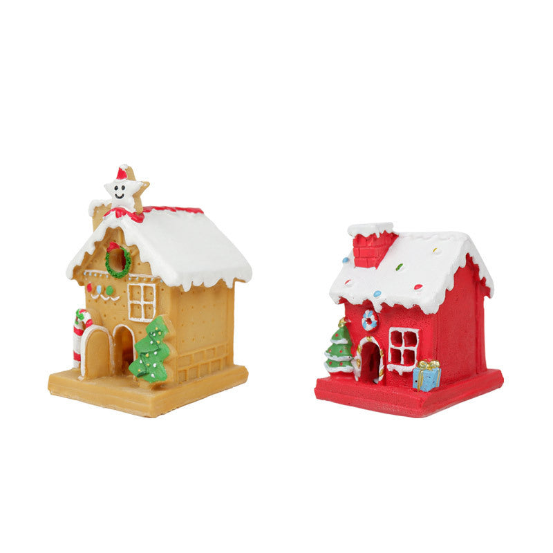 Desktop Christmas House Luminous Resin Decorations