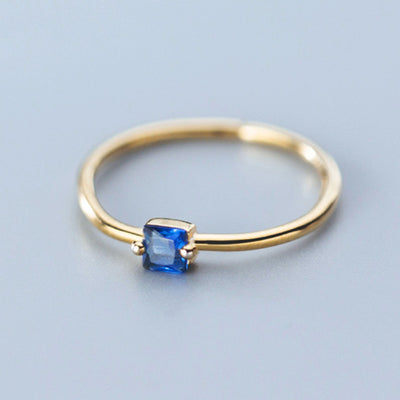 Fashion Square Blue Zircon Ring Women