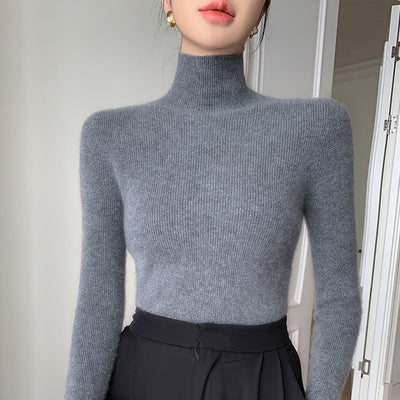 Women's Autumn And Winter Seamless Stand Collar Solid Color Turtleneck Sweater