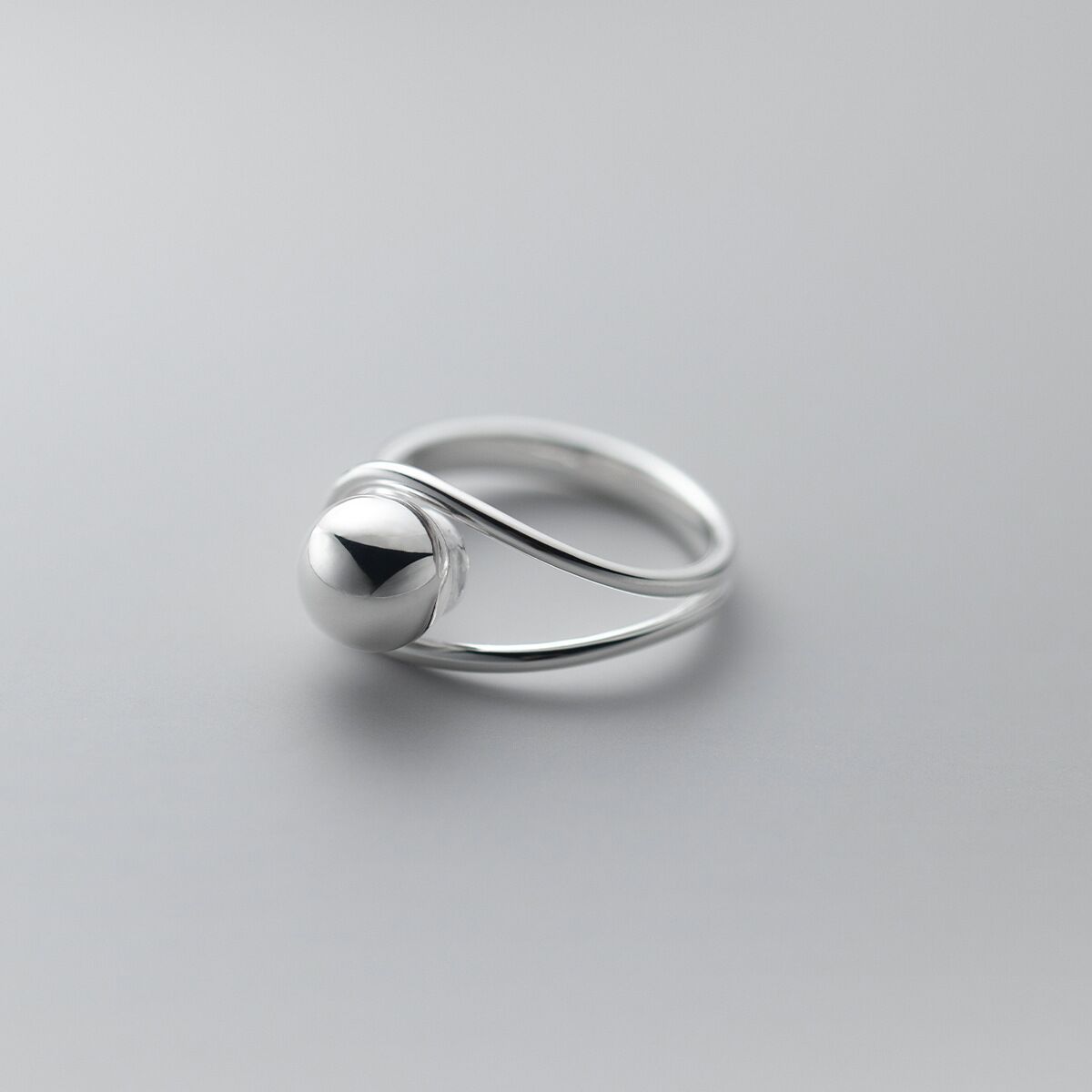 Simple Double Line Ball Ring Women
