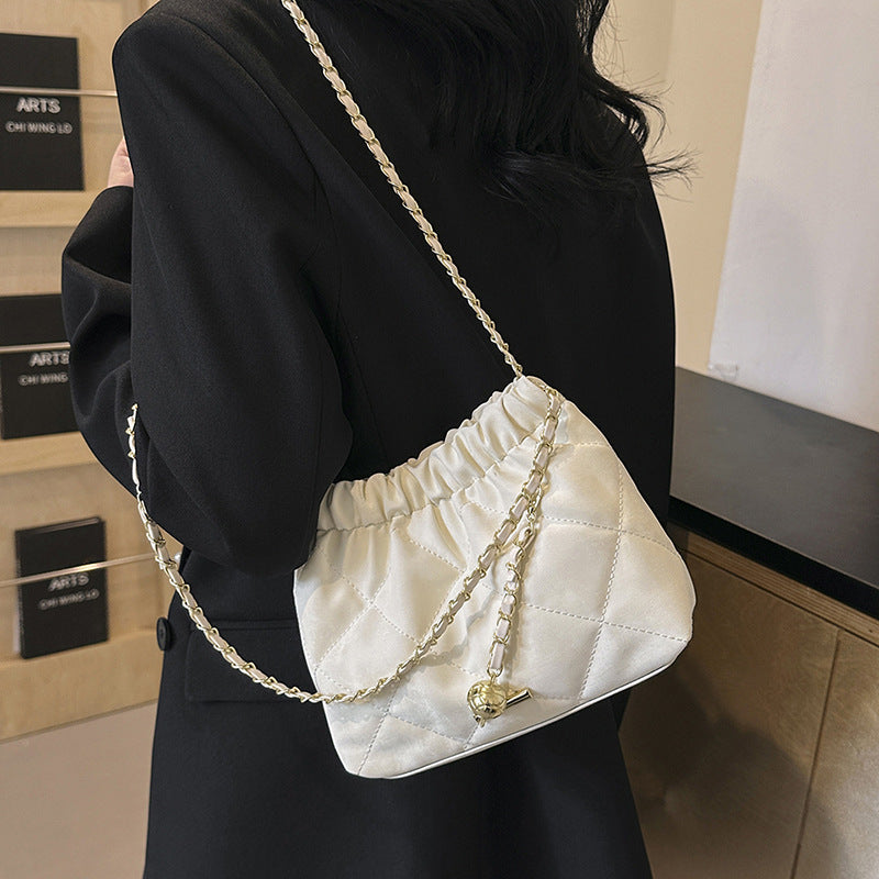 Fashion Rhombus Chain Shoulder Messenger Bag Commuter Bucket Bag