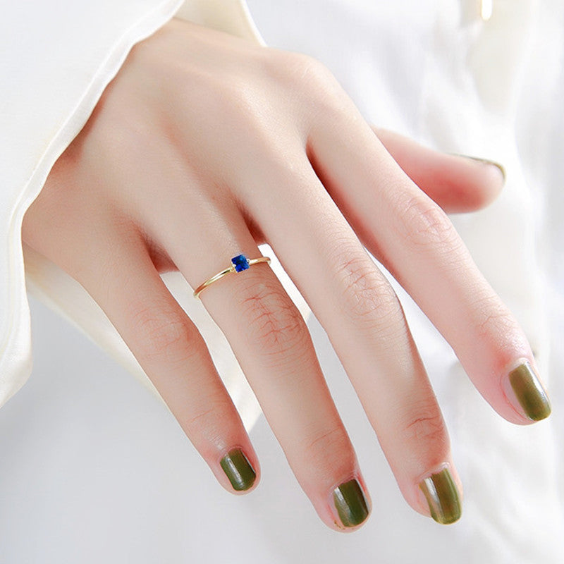 Fashion Square Blue Zircon Ring Women