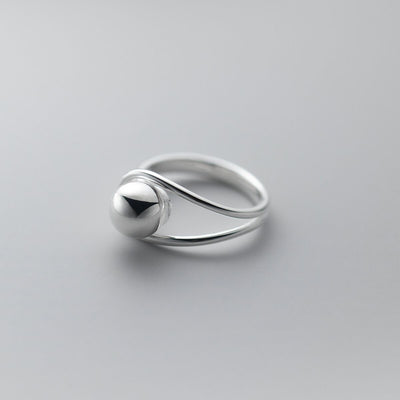 Simple Double Line Ball Ring Women
