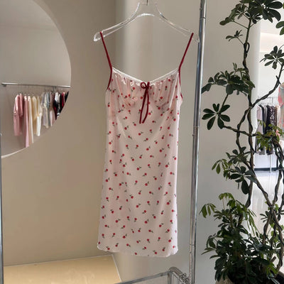 Flower Love Sea Pure Desire Floral Cherry Spaghetti-strap Floral Print Pajamas