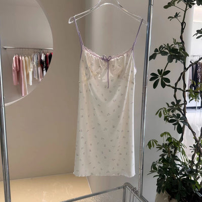 Flower Love Sea Pure Desire Floral Cherry Spaghetti-strap Floral Print Pajamas