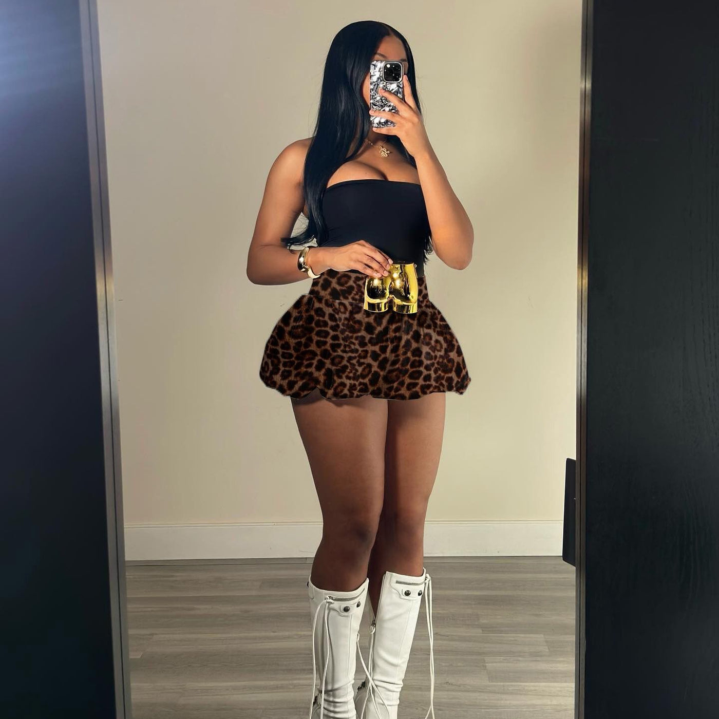 Women Clothing New Leopard Print Printed All-matching Skirt